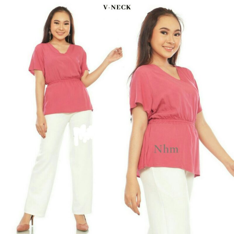 Blouse polos v neck elsa ikatan cinta