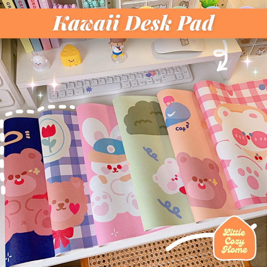 Kawaii Desk Pad Motif Character / Desk Mat Karakter / Mouse Pad / Alas Mous / Alas Meja Komputer WFH Work From Home / Keyboard Office Large Laptop Cushion Lucu Imut Ala Korea Jepang