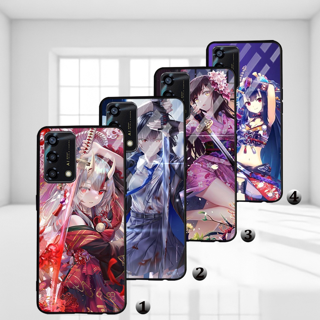 (XS383) Case Glossy OPPO A95  RENO5/RENO4F/RENO5F/A53/A16/RENO 4/RENO 2 Casing Hp ANIME GIRL SAMURAI