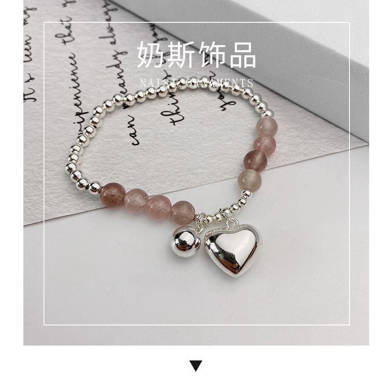 Gaya Korea sweet heart gelang wanita's ins retro lucu jantung bola manik-manik gelang elegan artisti