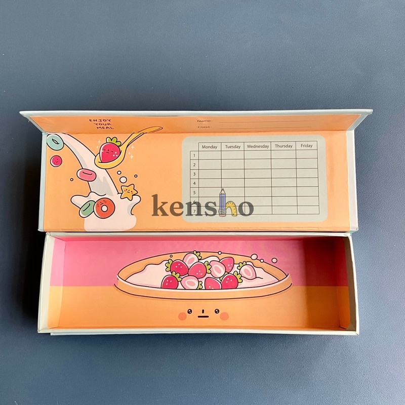 KENSHO Kotak Pensil Magnet Karton Lucu / Imut / Roti / Susu / Cake / Tempat Pensil / Pencil Case / Tebal