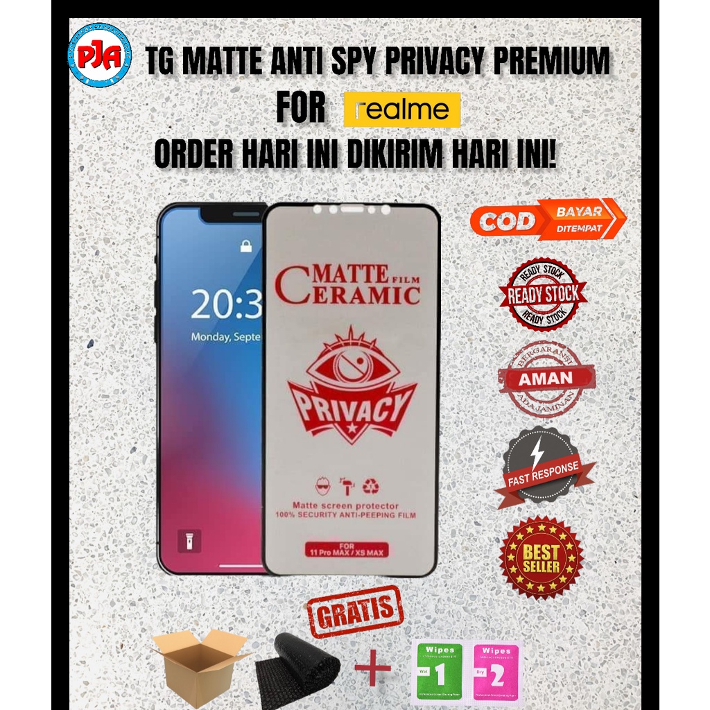 Tempered Glass TG Ceramic Film Matte Anti Spy Realme C20A C21Y C25 C25S C31 C35