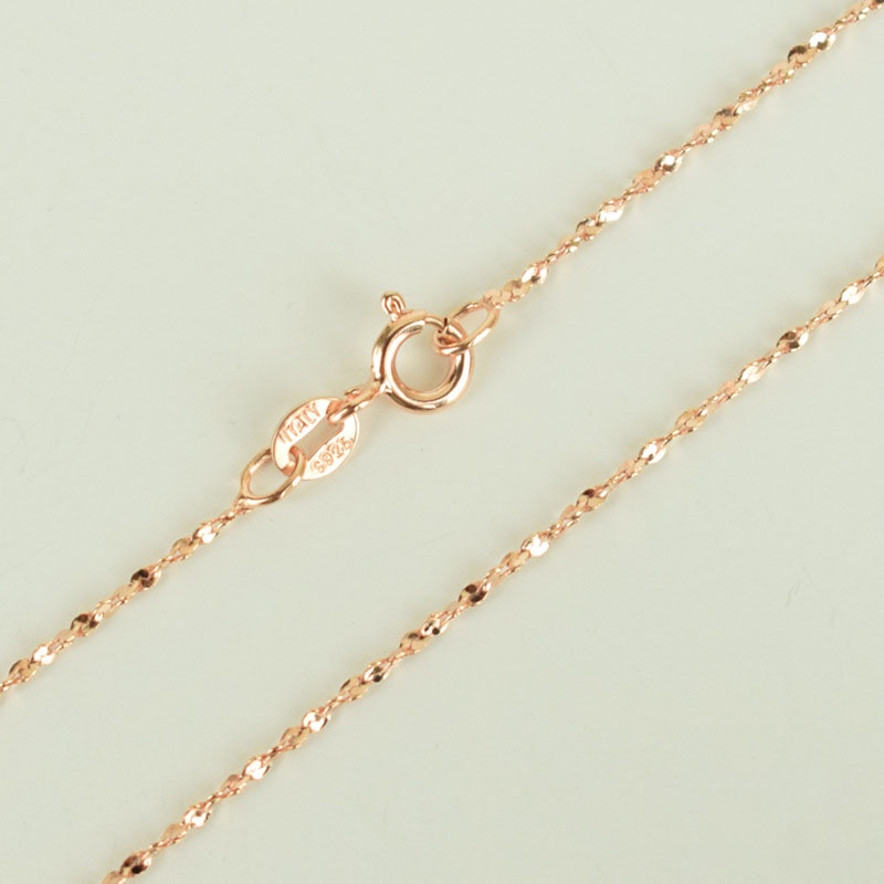 Nyata 925 sterling silver Rose Gold Kalung Wanita Klavikula rantai Gaya Yang Berbeda/Panjang 18 K Rose-gold Disepuh Rantai