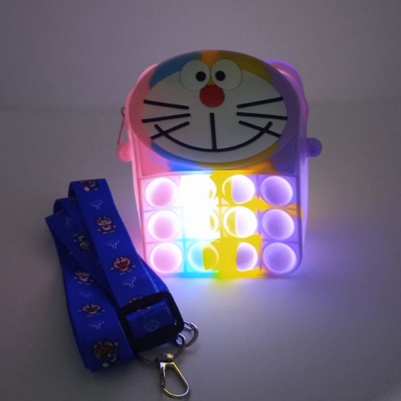 Tas pop it doraemon LED mini