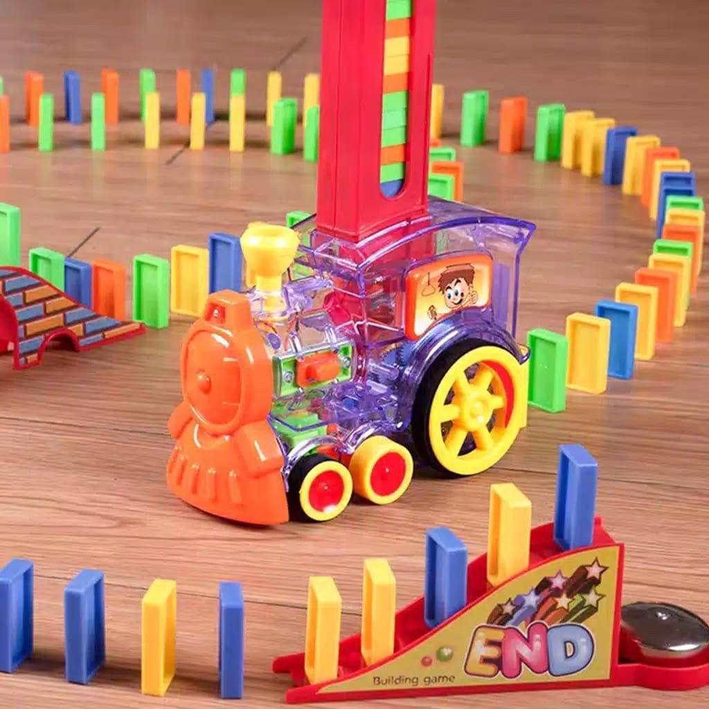 Mainan Anak Domino Train Penyusun Kereta Api Mainan Domino Train 80Pcs