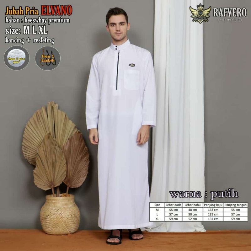 Tawajuh - Jubah pria - Gamis pria Putih - Baju gamis Laki Laki Polos bahan Katun besway Tersedia COD
