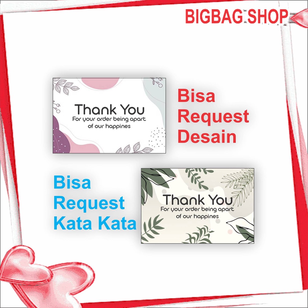 

Thank You Card Custom Olshop / Lucu / Elegan / Simple / Bunga / Aesthetic di bigbag_shop
