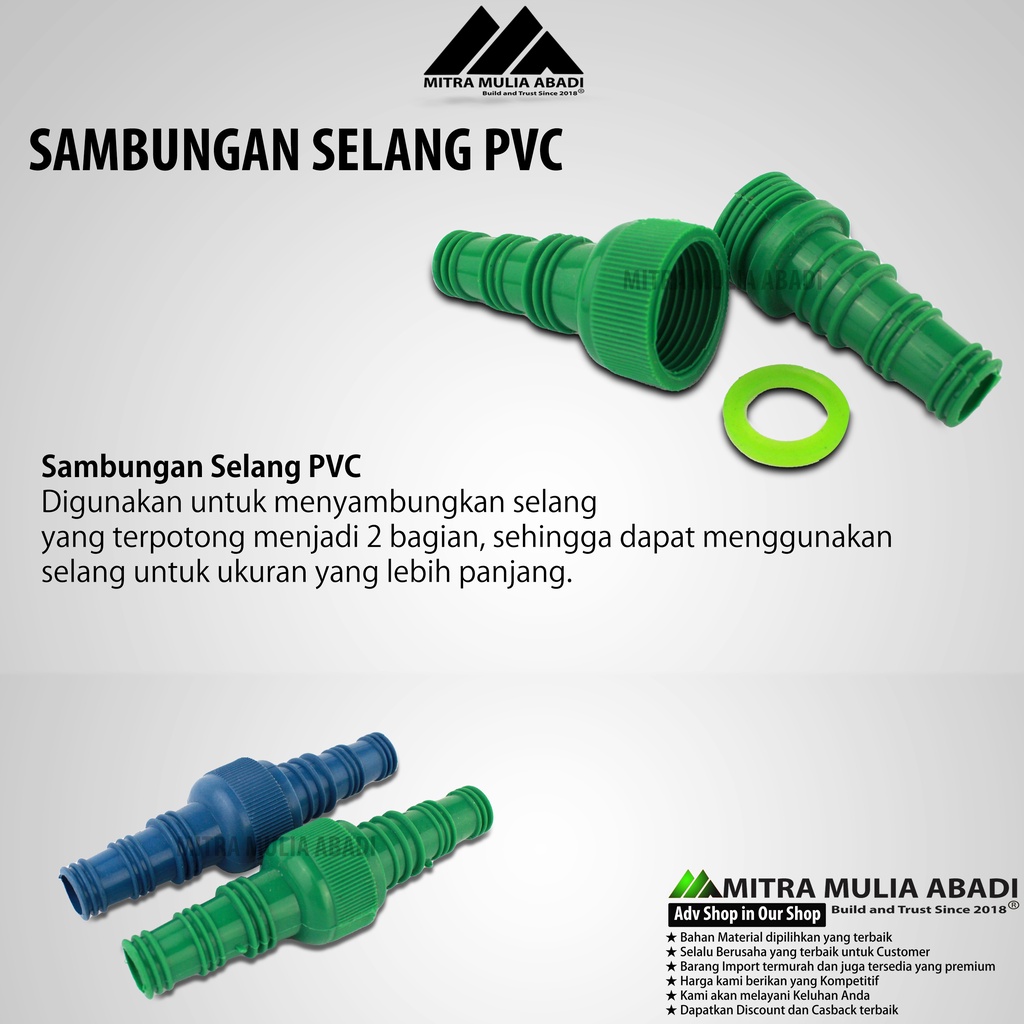 Sambungan Selang Air Bahan PVC | Sambungan Antar Selang Drat 1/2&quot; 5/8&quot; 3/4&quot;