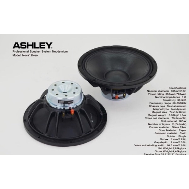 Speaker Ashley NOVA12NEO Original Nova neo 12 inch component komponen terbaik