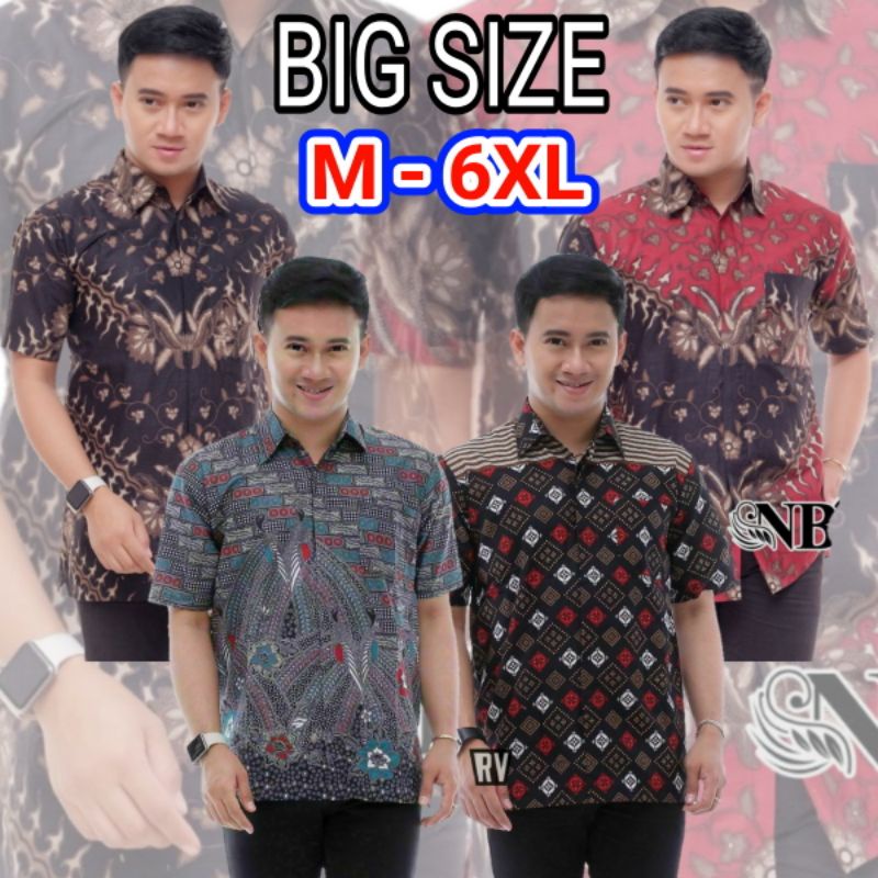 Hem batik lengan pendek size jumbo M,L,XL,XXL,3XL,4XL,5XL,6XL