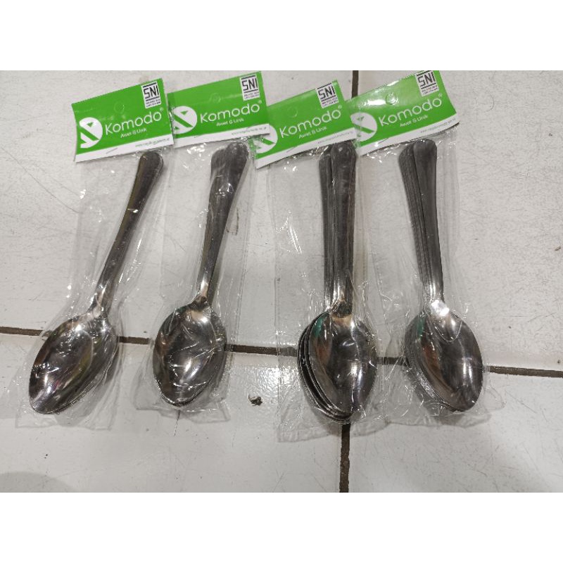 ( 2 pck = 12pcs / 1 Lusin ) Sendok dan Garpu KOMODO Stainless Steel / Stainless Spoon and Fork / Sendok Makan Tebal / Sendok Rumah Bahan Bagus