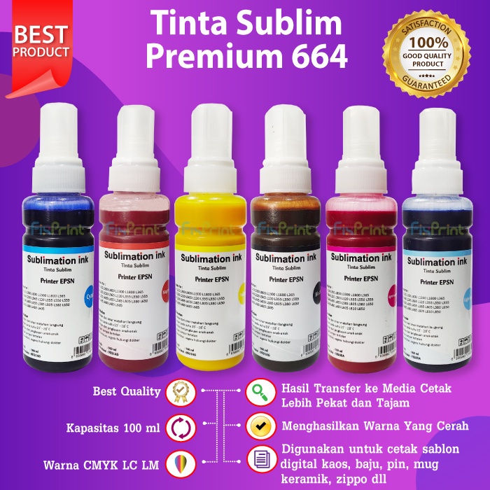 Tinta Sublim 664 673 Epson 100ml Ink Sublime Printer L120 L121 L1300 L1800 L565 L360 L310 L300