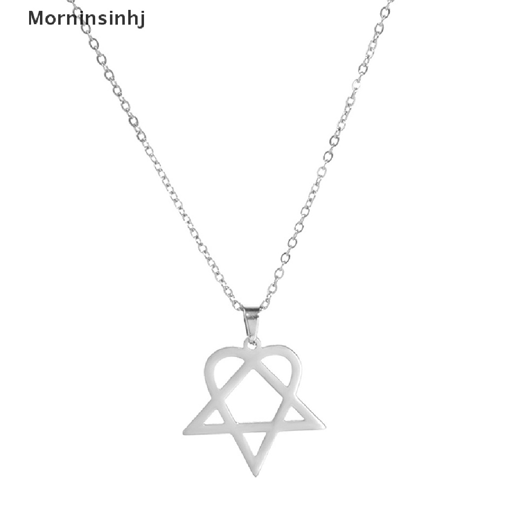 Mornin Klasik Sederhana Heartagram Bintang Hati Anti Karat Liontin Kalung Perhiasan id