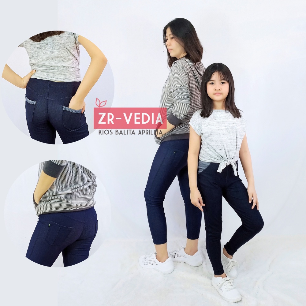 (COUPLE) Mom &amp; Kids Premium Jeans Legging(Ada Banyak Size) Bayi-15 Tahun Import Soft Jegging Stretch