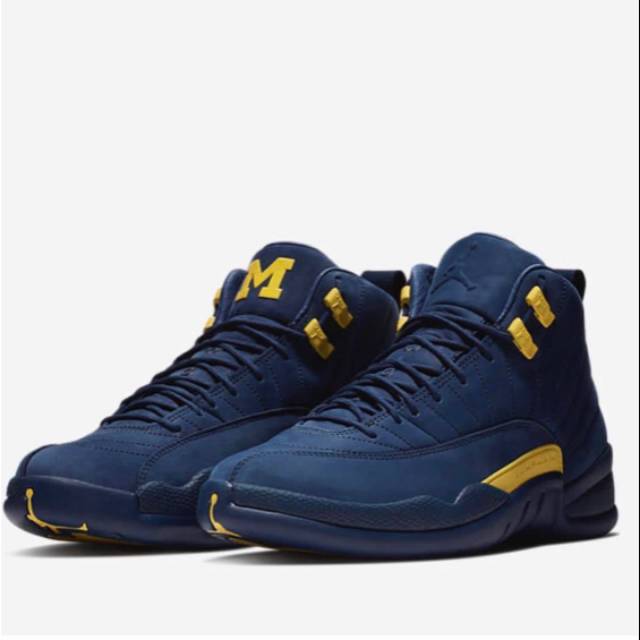 jordan 12 navy blue and yellow