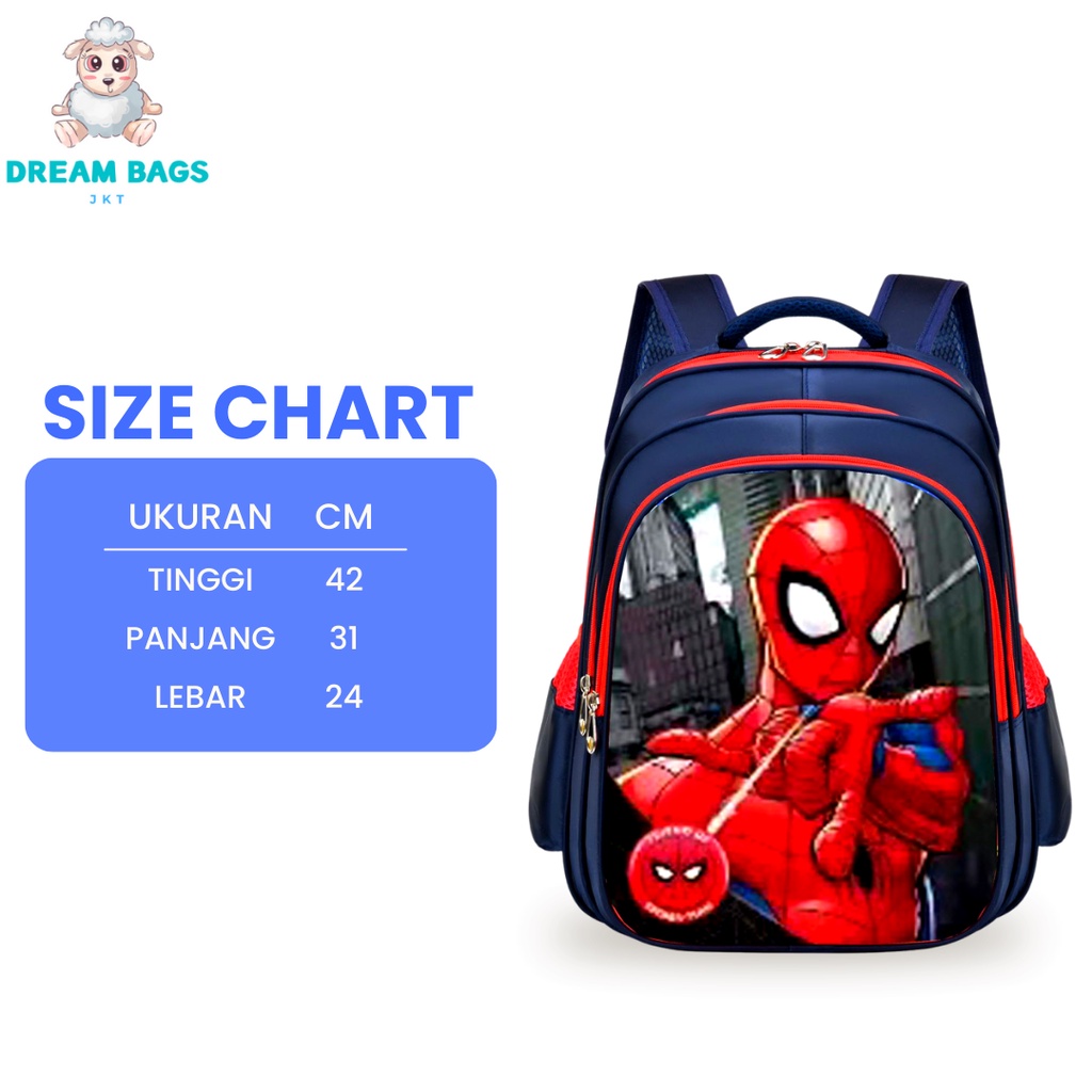 Tas Sekolah Import Karakter Superhero DB 1925 Size SD Tas Ransel Anak