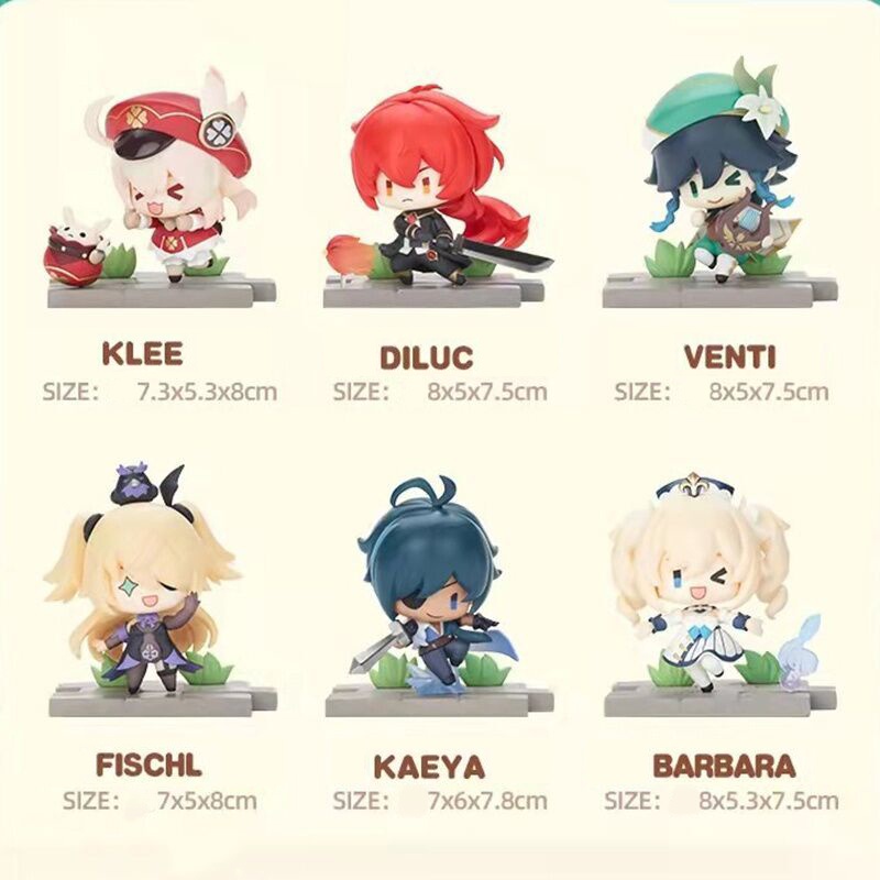 Mainan Action Figure Klee Diluck Venti Fischl Kaeya Barbara Bahan PVC Untuk Dekorasi