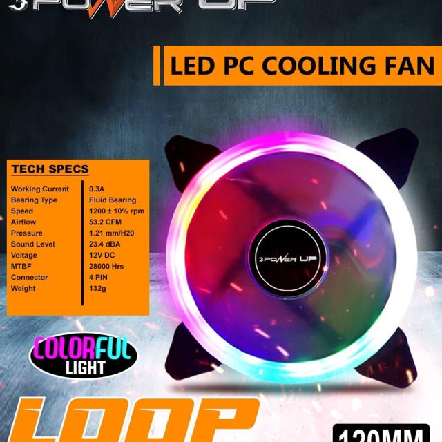 Fan Casing LED PowerUp Seri Loop Cooling Fan Multicolors 12Cm