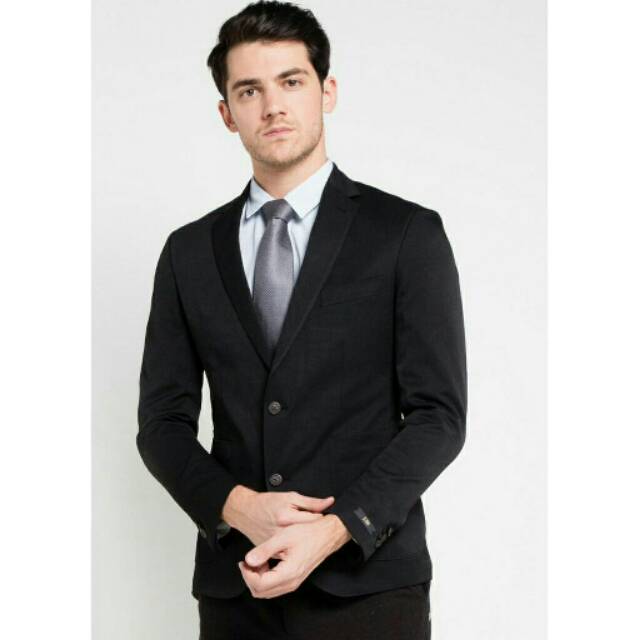 BLAZER HITAM FORMAL PRIA - JAS RESMI KANTOR SLIM CASUAL BLACK NIKAYU HIGH TWIST