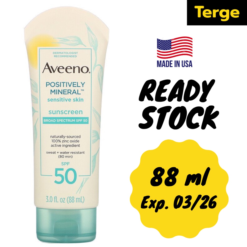 Sunblock Aveeno Positively Mineral Sensitive Skin Sunscreen SPF 50  88 ml