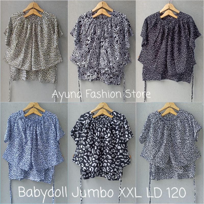 Babydoll Pendek Jumbo XXL LD 120 Rayon Polos Premium