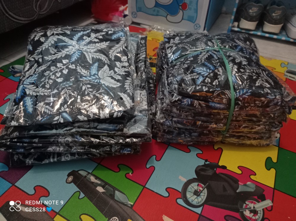 Batik Couple Keluarga Sania Ruffle Ori Ndoro Jowi Dnt Motif Blarak Biru
