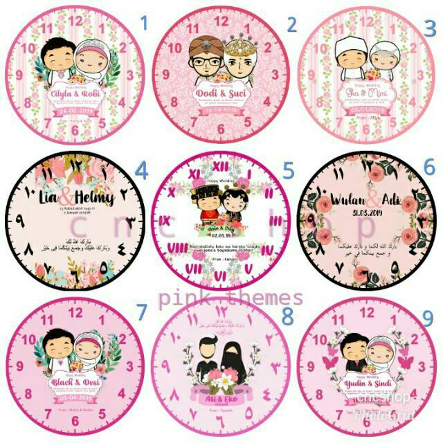 Jam Dinding Custom Kado Pernikahan /wisuda/birthday/ ulang tahun /bayi