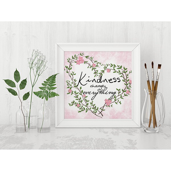 Jual Kindness Changes Everything (20x20cm, Bingkai minimalis PUTIH