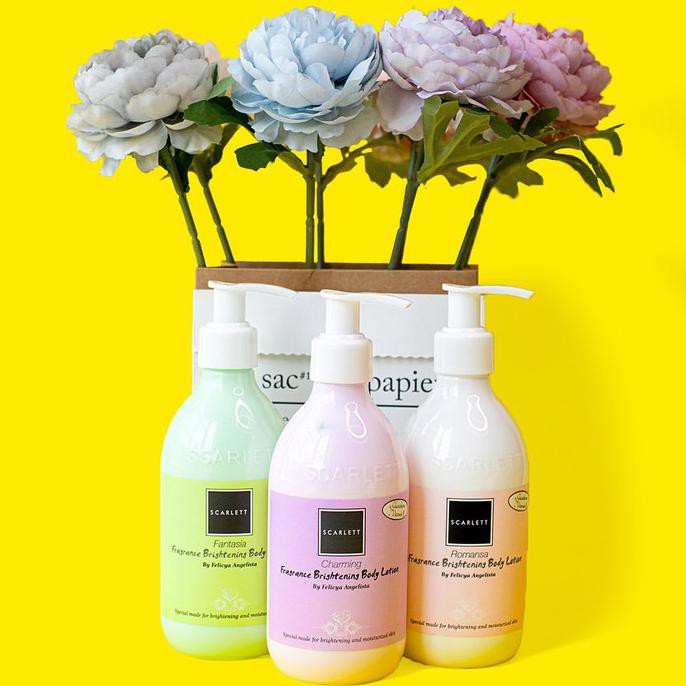 PAKET SCARLETT BODY LOTION & BODY SCRUB SCARLETT WHITENING isi 5