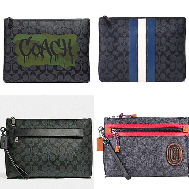 [READY STOCK] COACH CLUTCH BAG HAND BAG COACH BLACK SIGNATURE