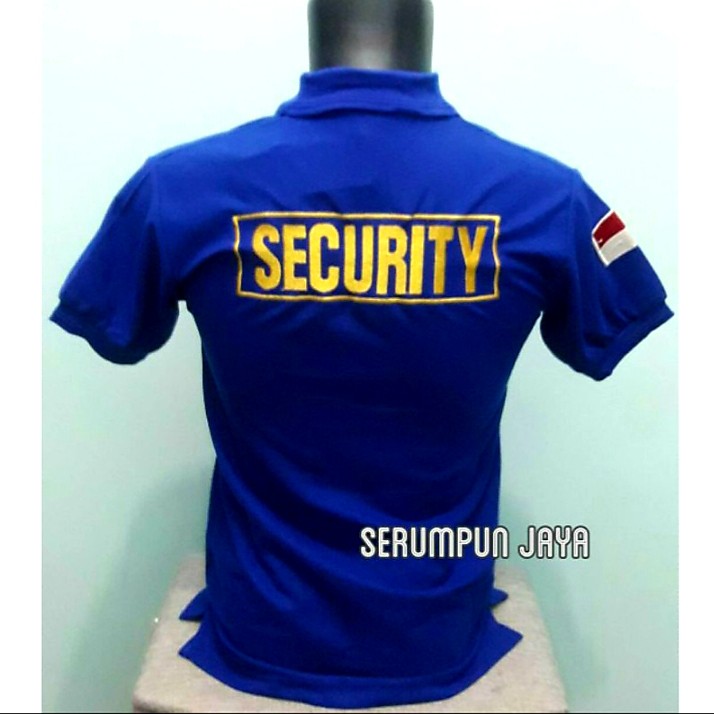 KAOS SECURITY BIRU - KAOS KERAH SECURITY LOGO KUNING - KAOS SECURITY BIRU FULL BORDIR