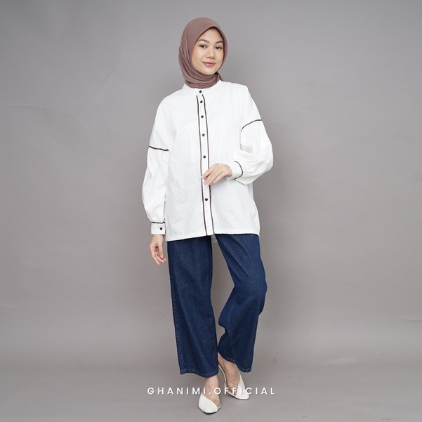 Ghanimi - Becca Shirt / Kemeja Katun Polos / Kemeja Kerja / Kemeja Santai / Kemeja Casual / Kemeja Shanghai / Kemeja Polos / Kemeja Timeless