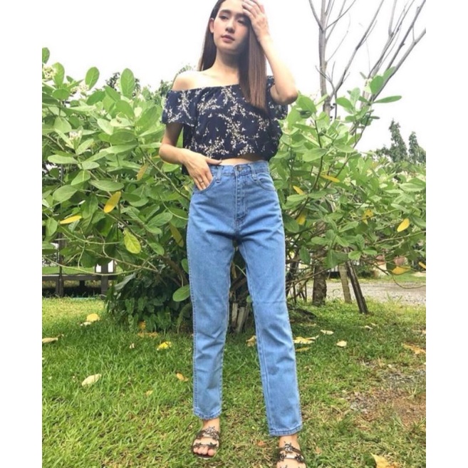 MEDIUM BLUE BOYFRIEND JEANS / CELANA BOYFRIEND JEANS WANITA CEWEK