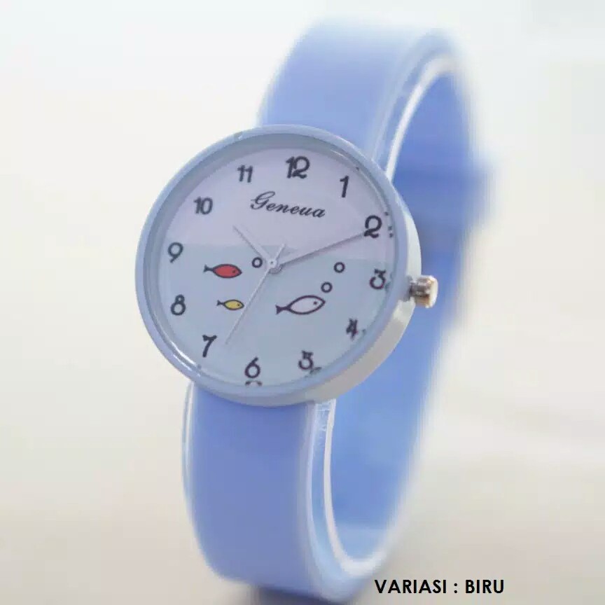 JAM TANGAN MURAH PRIA WANITA HARAJUKU KOREAN STYLE RUBBER MOTIF IKAN