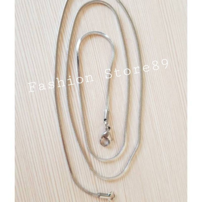 Kalung Titanium polos kotak Import Antikarar Selamanya Kalung Belut Kotak Titanium 35cm 45cm 50cm 60cm 75cm