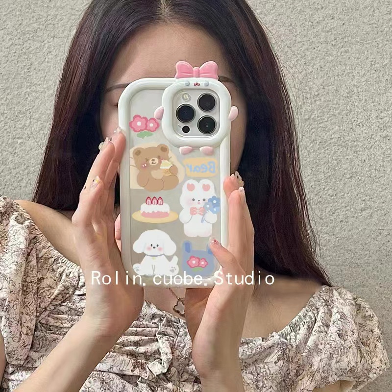 Ins Casing iPhone 14 14pro 14Plus 14prm 13 13pro 13pro 13prm 11 6splus 7Plus 8Plus Xr XS 13 12pro Max Motif Kelinci