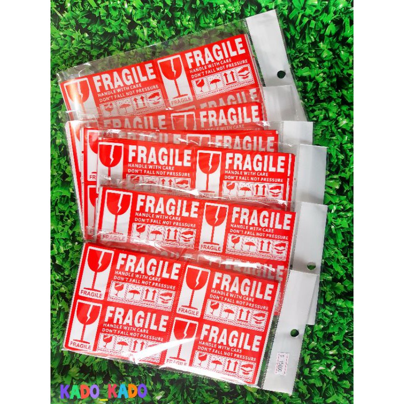 Sticker Fragile Besar Ukuran 9 x 5 cm (isi 100 pcs)