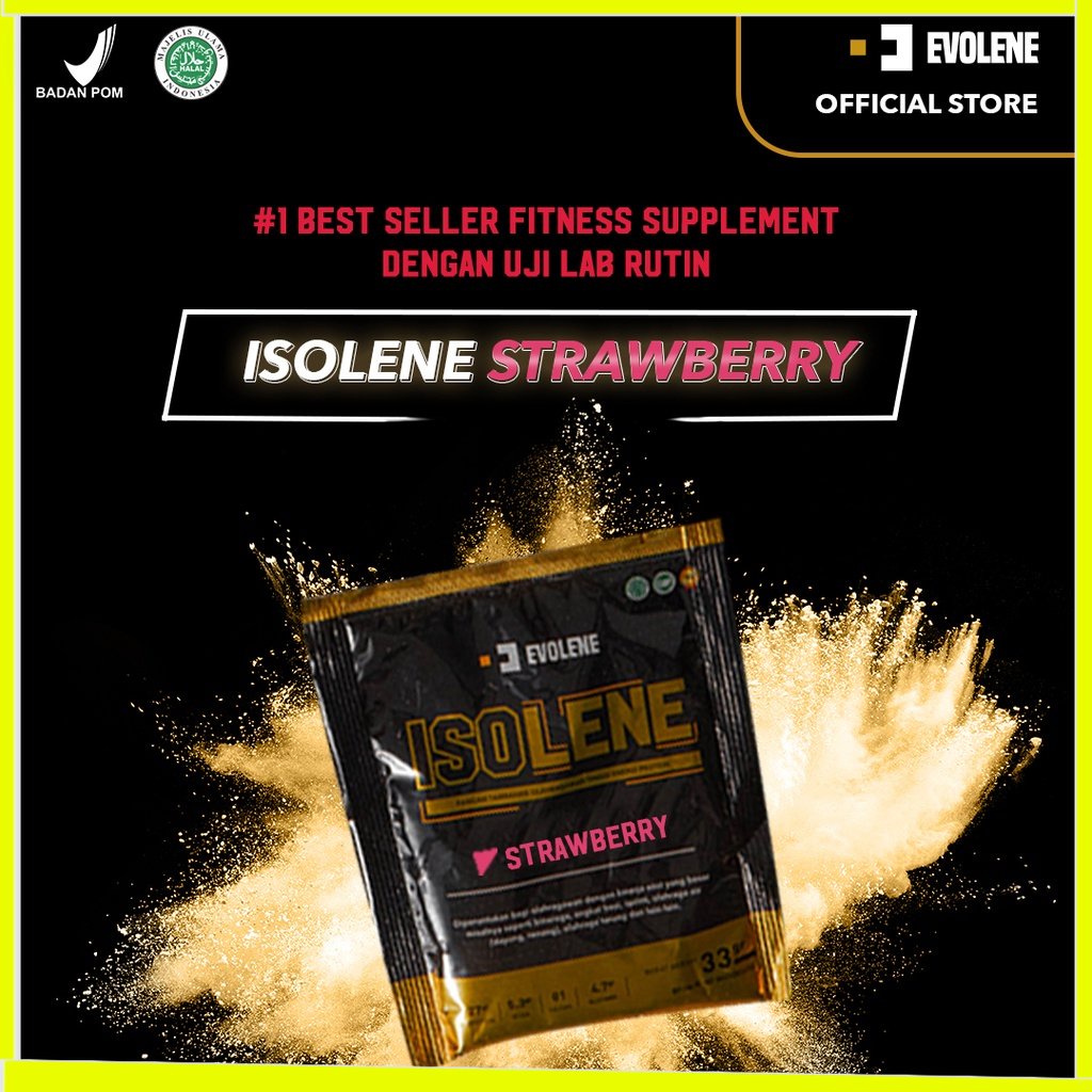 Isolene Strawberry SACHETAN - Suplemen fitness Defisit kalori - Susu Protein Evolene