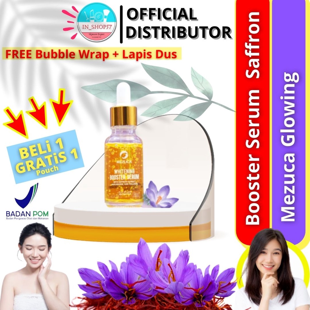 Jual Serum Bpom Mezuca Whitening Booster Saffron With Niacinamide And Collagen Buy Get Pouch