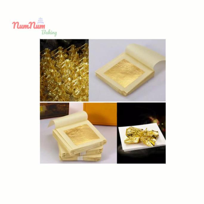 

GOLD EDIBLE LEAF SHEET KERTAS MAS FOOD GRADE 24K 10PCS