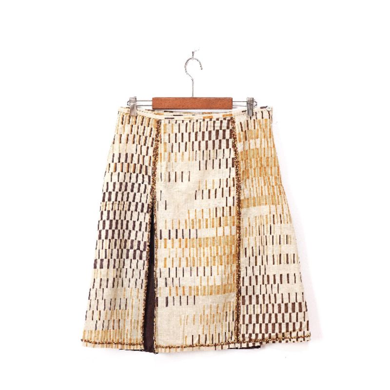 ORI Salabianca Midi Skirt - Rok Coklat Motif Midi - BAJU BEKAS BRANDED PRELOVED