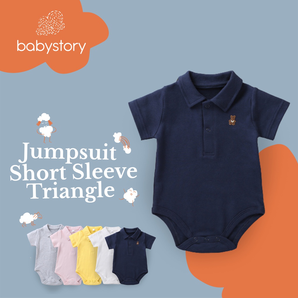 Baju bayi jumpsuit baby motif bear Polo Short Sleeved