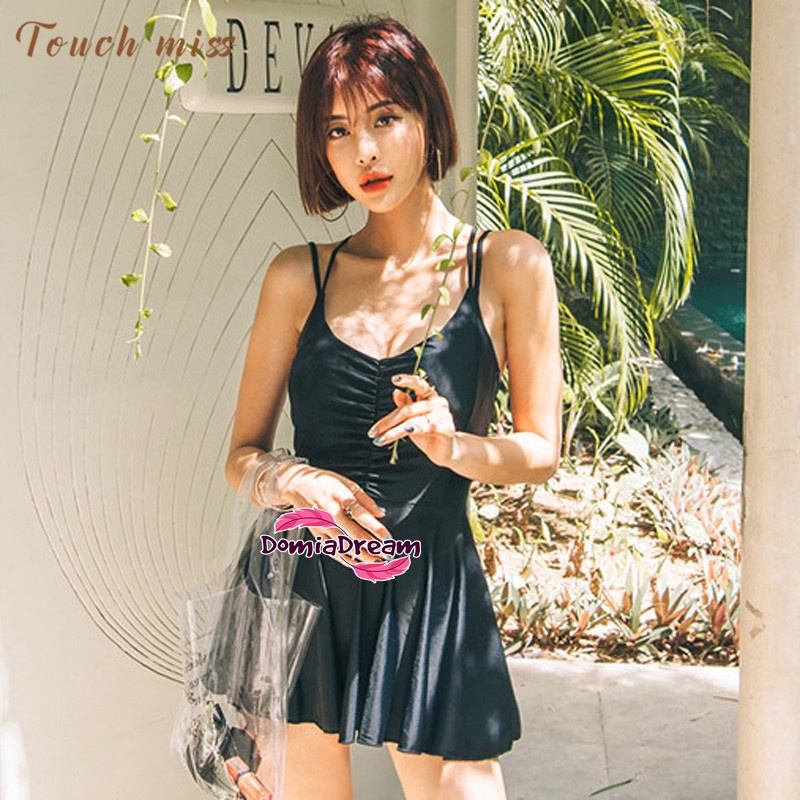 One Piece Swimsuit Women Skirt Backless