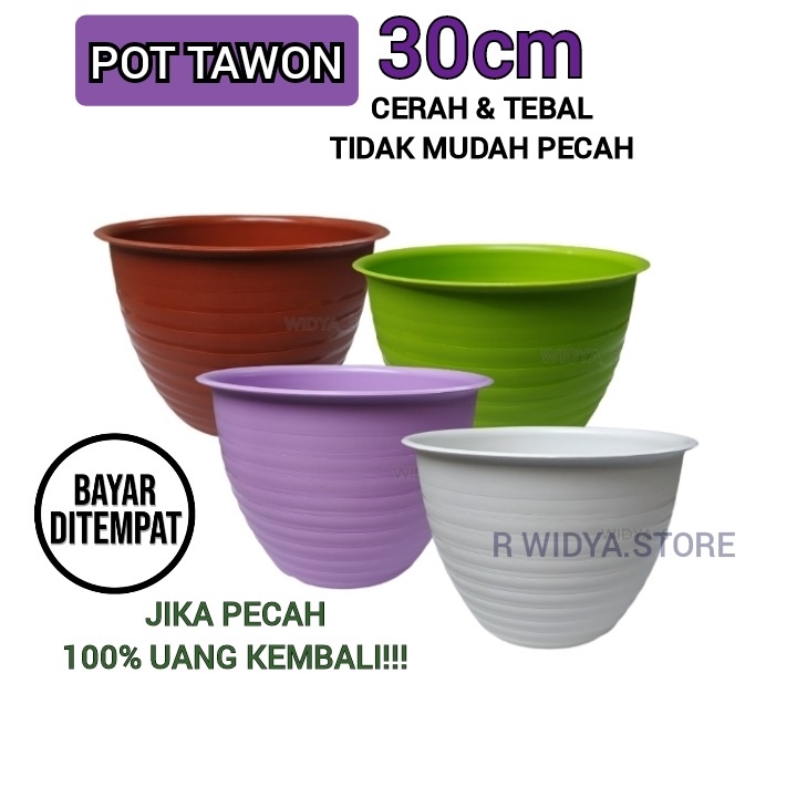 MDN Pot Bunga Ukuran 30cm pot bunga plastik besar pot tawon putih lusinan murah pot tanaman