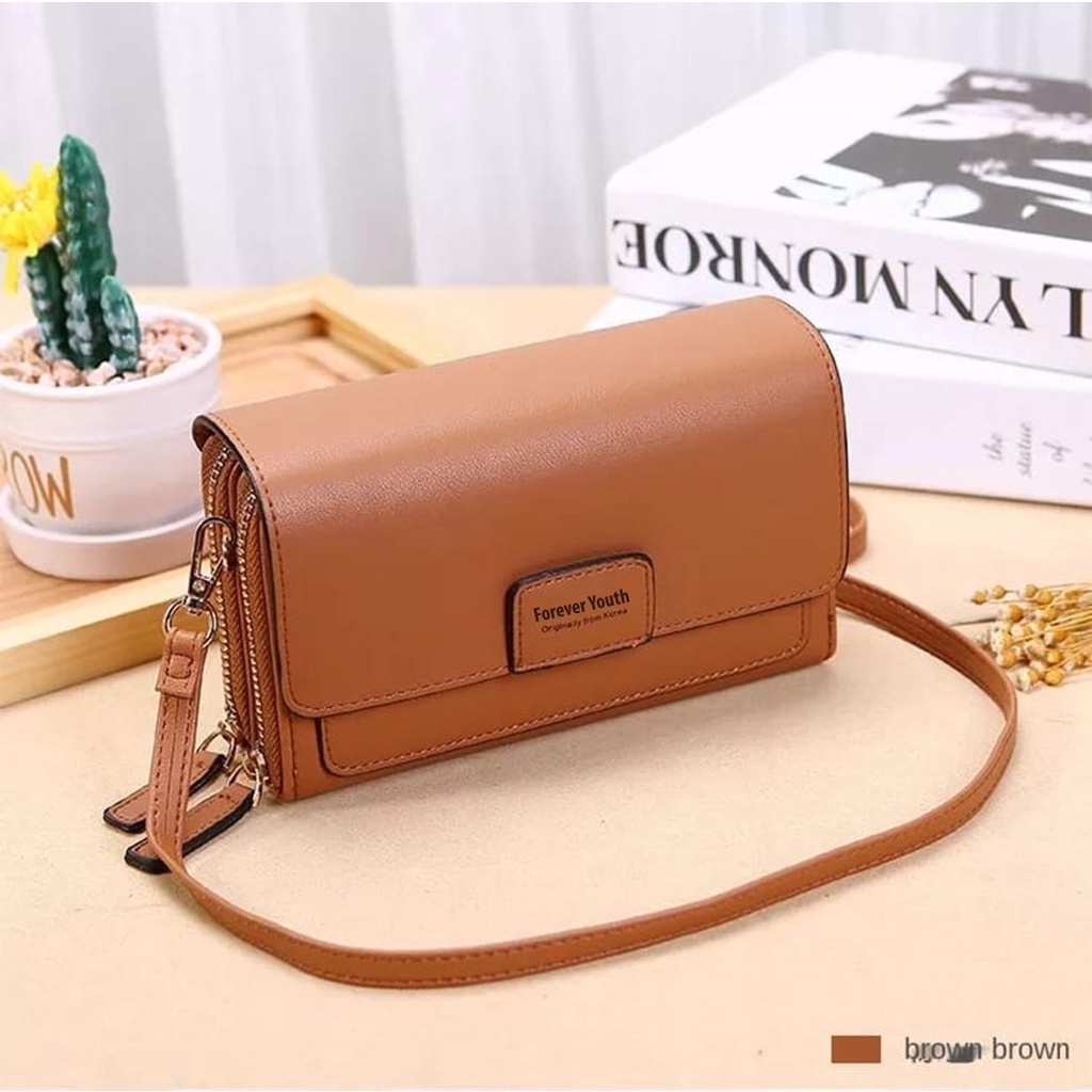 Dompet Panjang Wanita Slingbag Handphone Style Korea Import Real Pict ForeverYoung