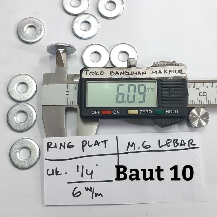 Ring Plat M6 Lebar Ring Plat 1/4 Putih - isi 10 pcs