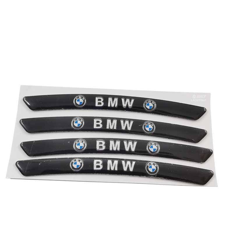 4pcs Stiker Emblem / Badge Logo Bmw Bahan Aluminum Untuk Dekorasi Ban Mobil