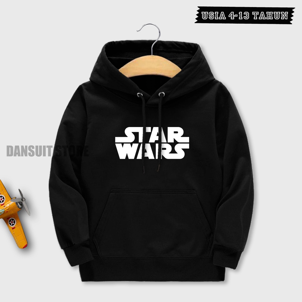 Sweater Hoodie Anak Laki-laki Perempuan Usia 4-13 Tahun Hoodie Motif STAR WARS Anak Terbaru Bahan Tebal Preimum