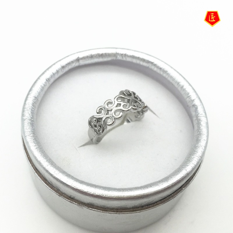 [Ready Stock]Creative Simple Silver New Hollow Heart-Shaped Ring