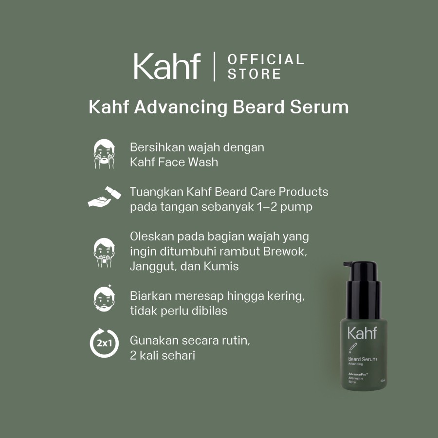 Kahf Advancing Beard &amp; Hair Serum 30ml - Serum Nutrisi Stimulus Penumbuh Janggut &amp; Rambut Bulu Kumis